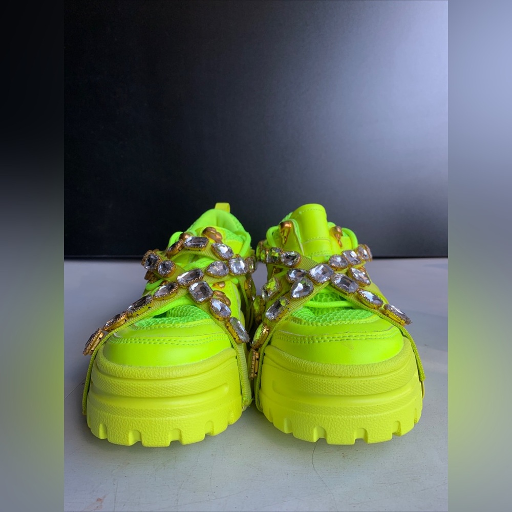 Cape Robbin Chunk Fever Sneakers Women’s Size 6 Neon Yellow‎ Chunky Platform - Picture 8 of 13